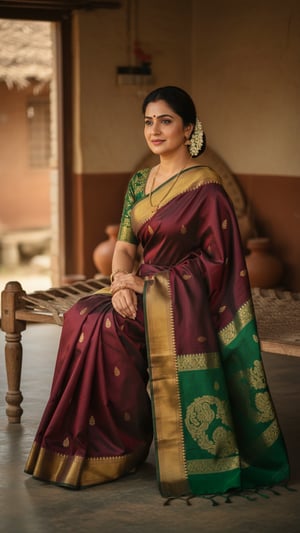 Arani Silk Saree in Rural South Indian Home template preview