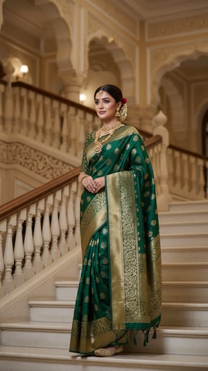 Banarasi Shattir Saree on Ornate Stairs - Bridal Mood template preview