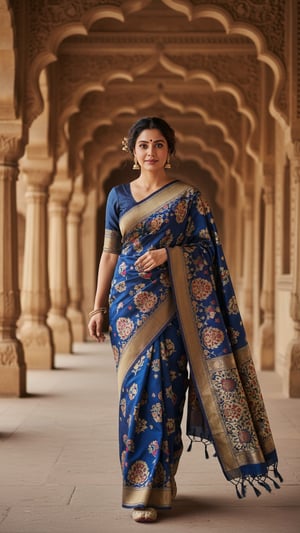 Kashmiri Silk Saree in Heritage Corridor Walk template preview