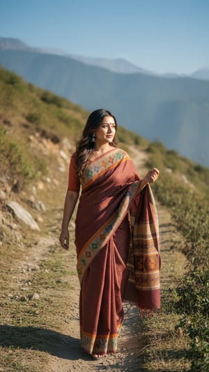 Kullu Woolen Saree on Himachal Hillside Path template preview