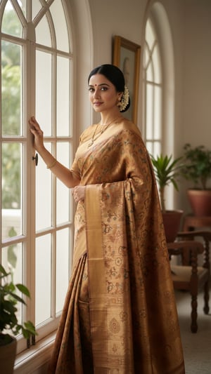 Murshidabad Silk Saree by Window with Soft Light template preview