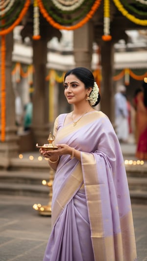 Pastel Mysore Silk Saree at South Indian Festival template preview