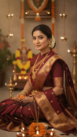 Temple Saree Puja Ceremony template preview