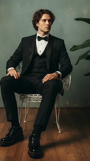 Tuxedo & Tropicals — Formal Contrast Portrait template preview