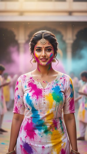 White Kurta Holi template preview