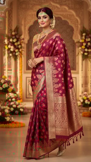 Opulent Zari Saree Walk at Grand Indian Ceremony template preview
