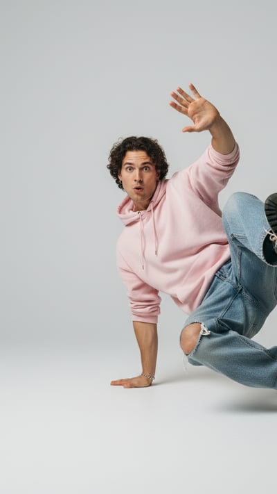 Dynamic Freestyle — Bright High-Key Studio Portrait - AI transformation template