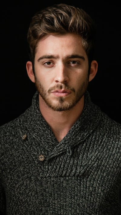 Dark Moody Headshot | Textured Knitwear - AI transformation template