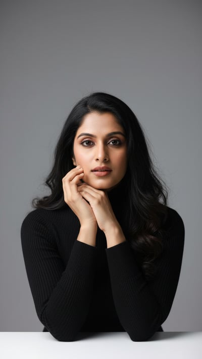 Studio Headshot with Black Turtleneck - AI transformation template