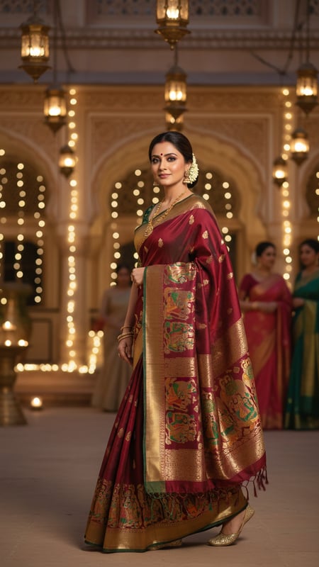 View Baluchari Saree at Evening Cultural Event full size Baluchari Saree at Evening Cultural Event template preview