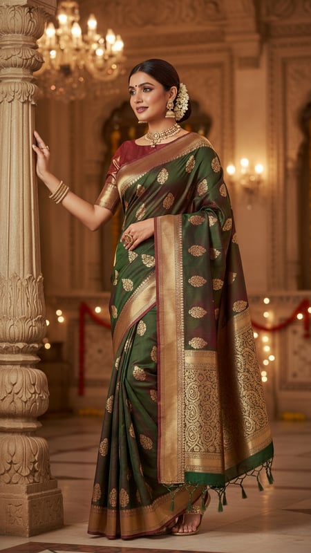 View Banarasi Georgette Saree Festive Hall Prompt full size Banarasi Georgette Saree Festive Hall Prompt template preview