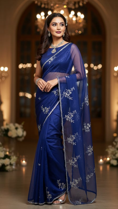 View Chiffon Saree at Elegant Evening Reception full size Chiffon Saree at Elegant Evening Reception template preview