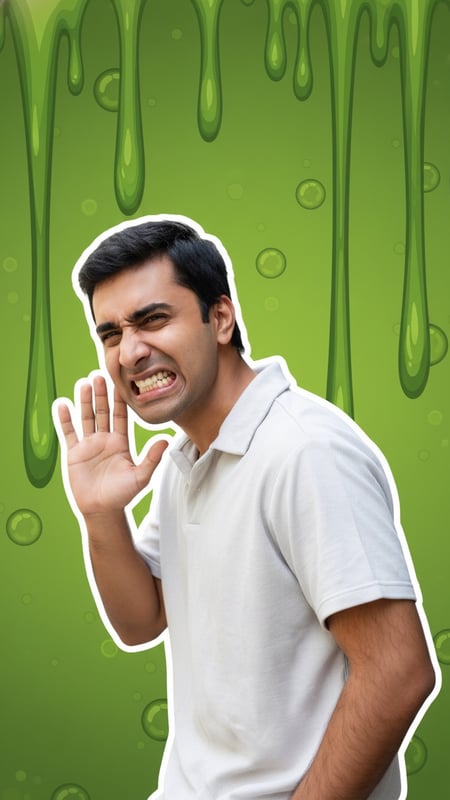 Disgusted Recoiling Green Slime Thumbnail template preview