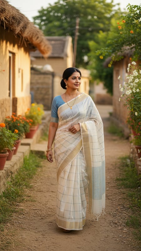 View Kota Doria Saree Summer Village Walk full size Kota Doria Saree Summer Village Walk template preview