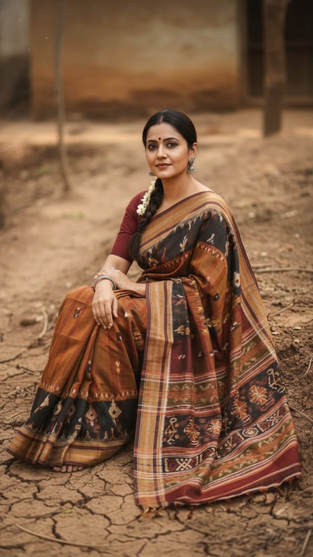 View Kotpad Saree on Ground with Earthy Backdrop full size Kotpad Saree on Ground with Earthy Backdrop template preview
