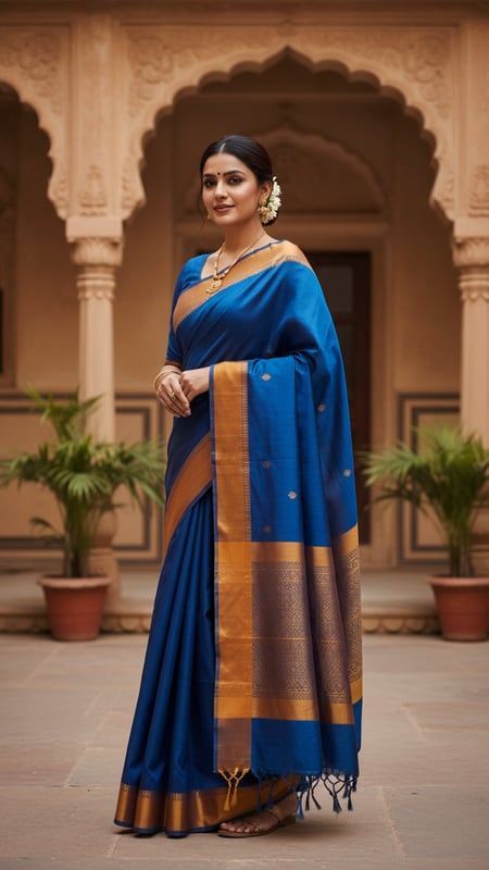 View Maheshwari Saree in Traditional Courtyard full size Maheshwari Saree in Traditional Courtyard template preview