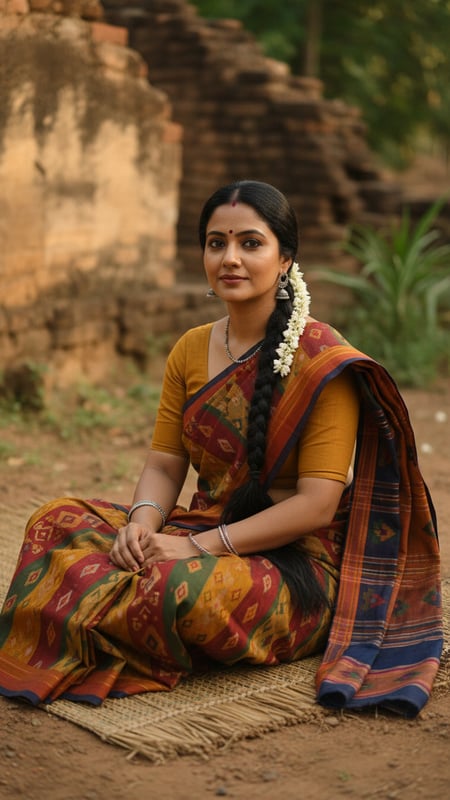 View Molakalmuru Saree Portrait on Ground full size Molakalmuru Saree Portrait on Ground template preview