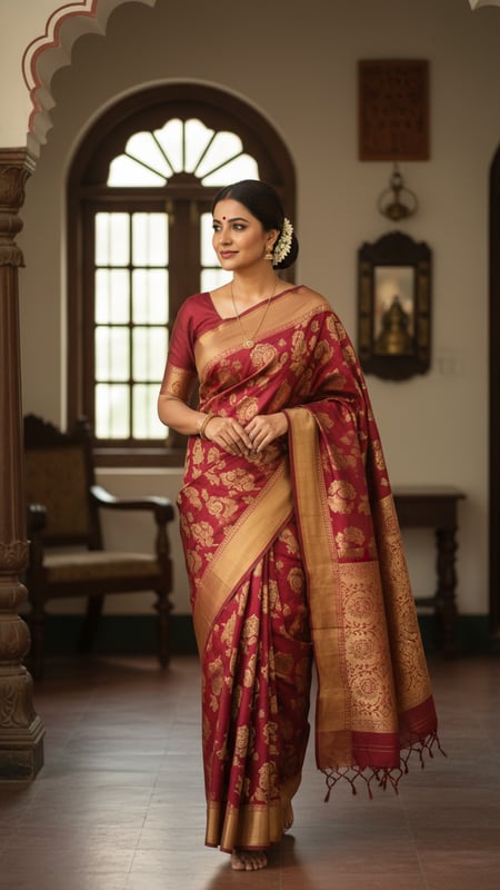 View Murshidabad Silk in Heritage Bengali Home full size Murshidabad Silk in Heritage Bengali Home template preview