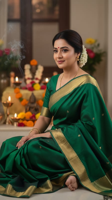 View Mysore Silk Saree during Pooja Ceremony full size Mysore Silk Saree during Pooja Ceremony template preview