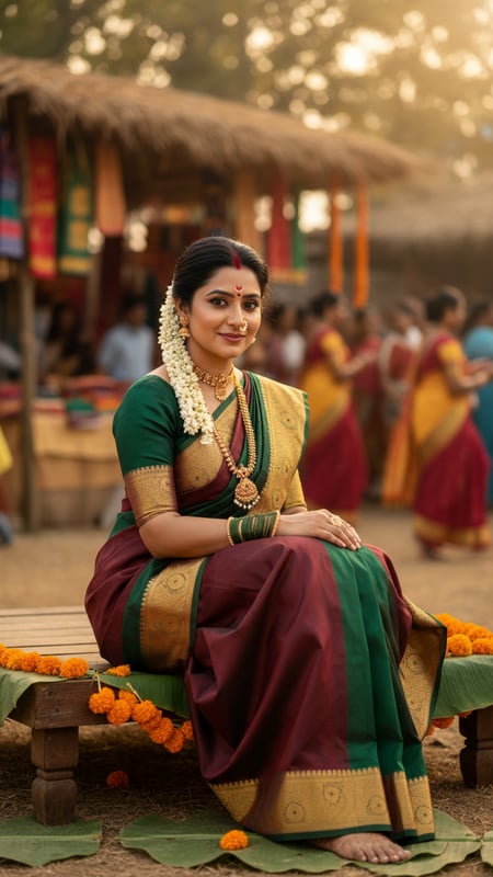 View Nauvari Saree at Folk Event full size Nauvari Saree at Folk Event template preview