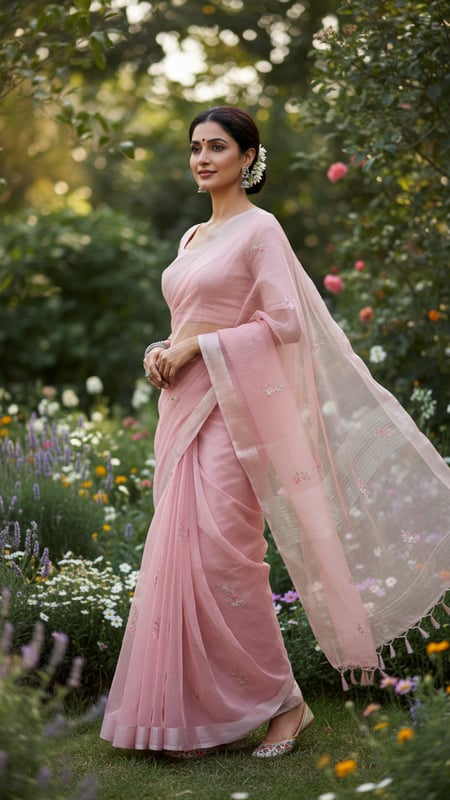 View Organza Saree in Garden with Soft Breeze full size Organza Saree in Garden with Soft Breeze template preview
