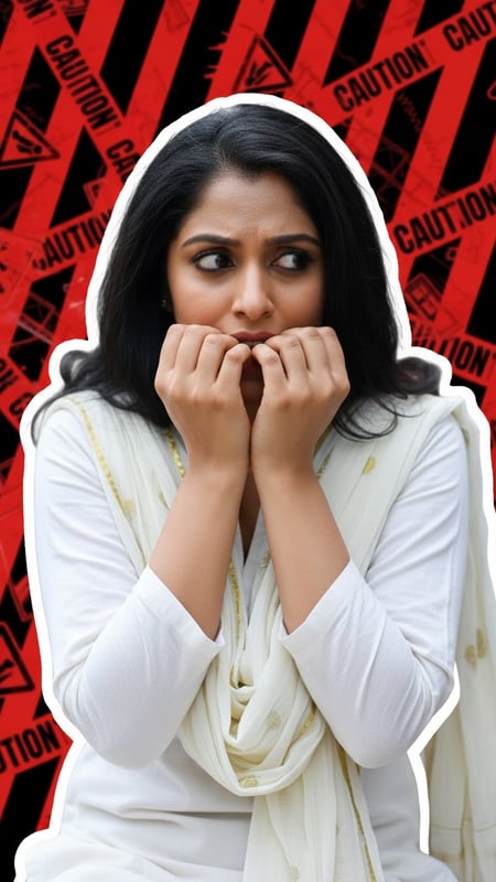 Panicked Nail Biting Caution Stripes Thumbnail template preview