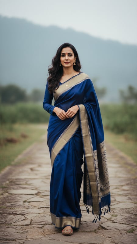 View Pashmina Saree on Stone Path in Cool Weather full size Pashmina Saree on Stone Path in Cool Weather template preview