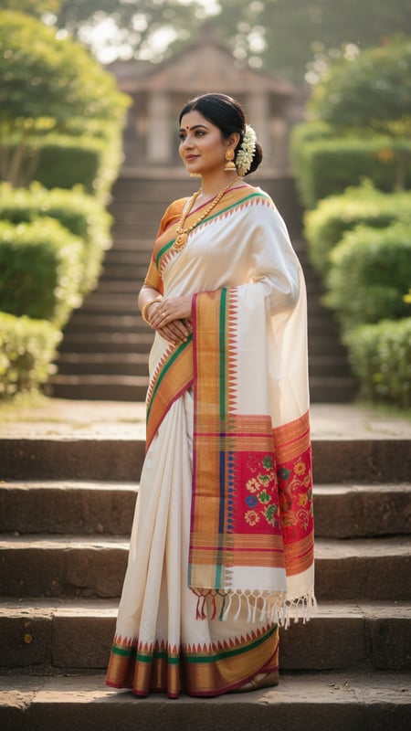 View Pat Silk Saree at Assam Temple Steps full size Pat Silk Saree at Assam Temple Steps template preview