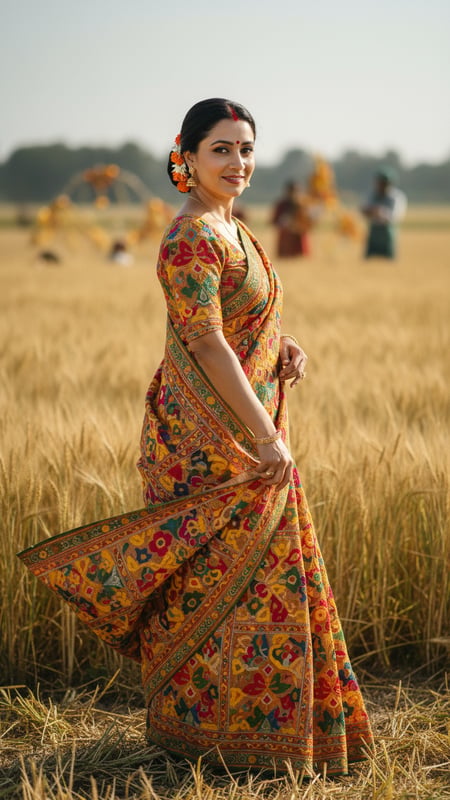 View Phulkari Saree at Harvest Celebration full size Phulkari Saree at Harvest Celebration template preview