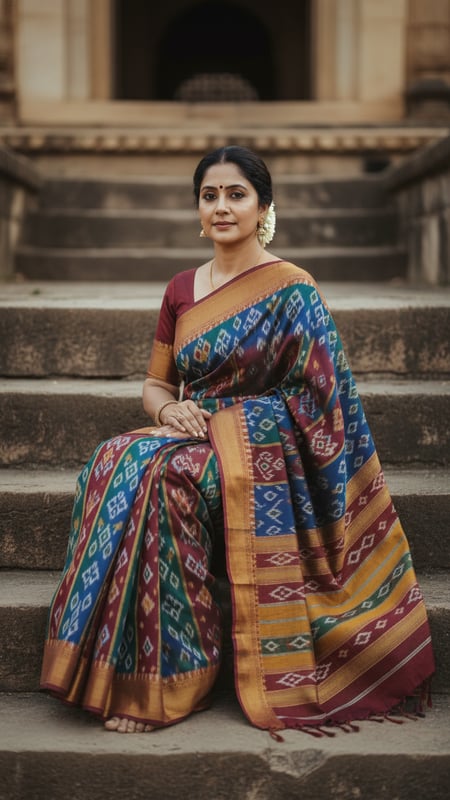 View Pochampally Ikat Saree on Traditional Steps full size Pochampally Ikat Saree on Traditional Steps template preview