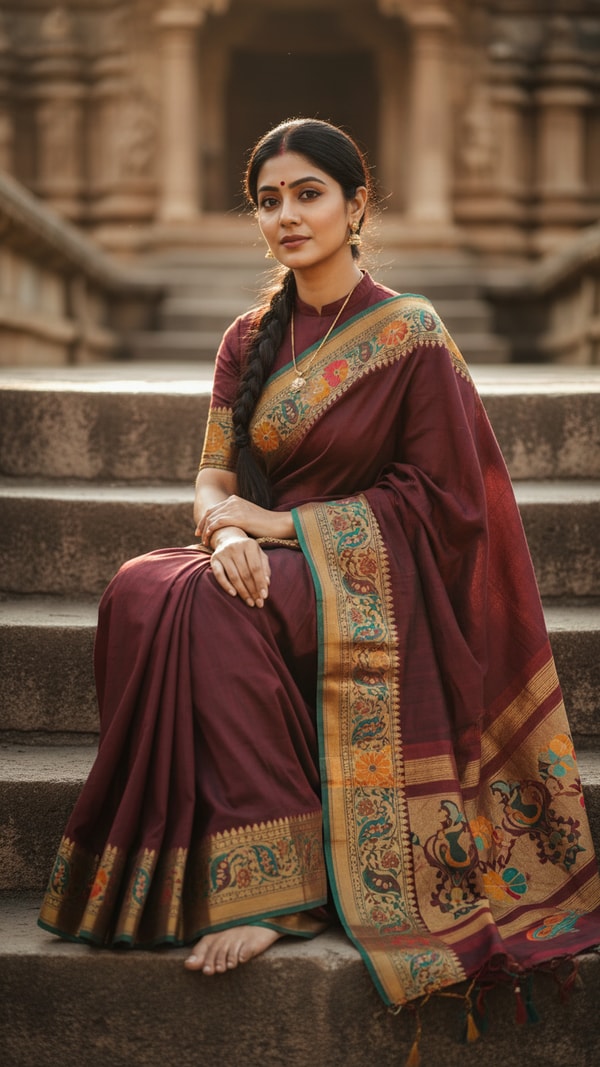 Kolhapuri Saree by Temple Steps - AI transformation template example