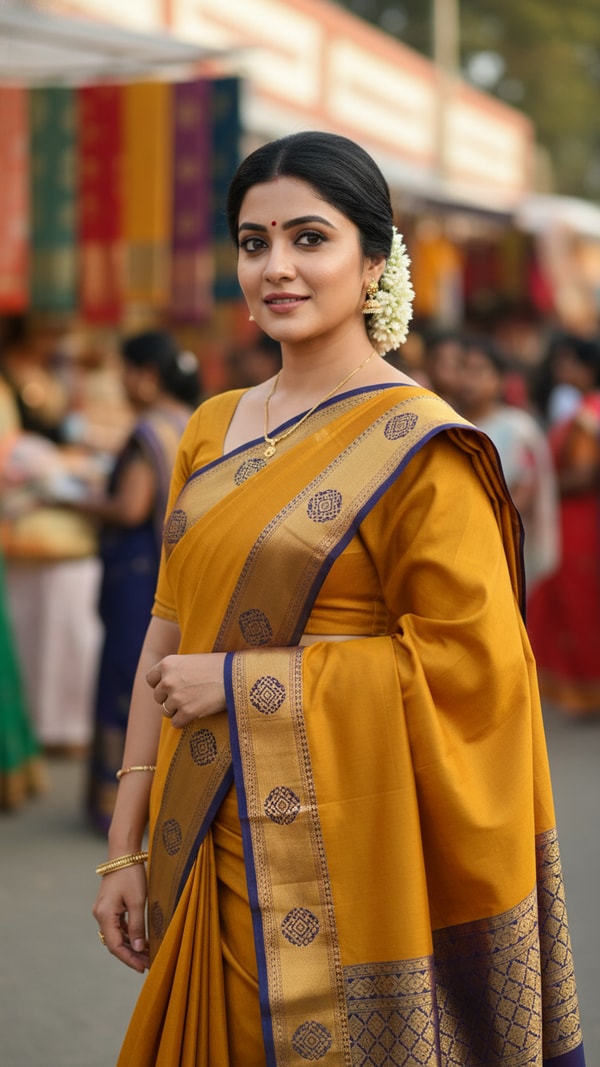 Mangalagiri Saree at Rural Festival - AI transformation template example