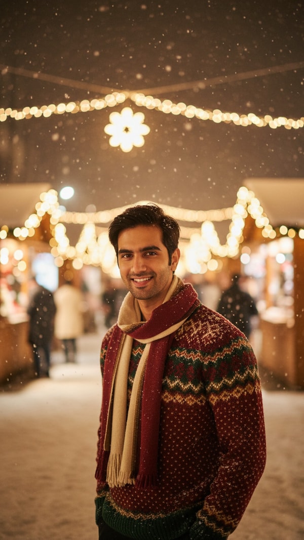 Snowy Market Moment - AI transformation template example