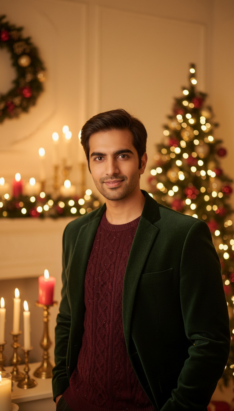 Candlelit Christmas Portrait - AI transformation template example