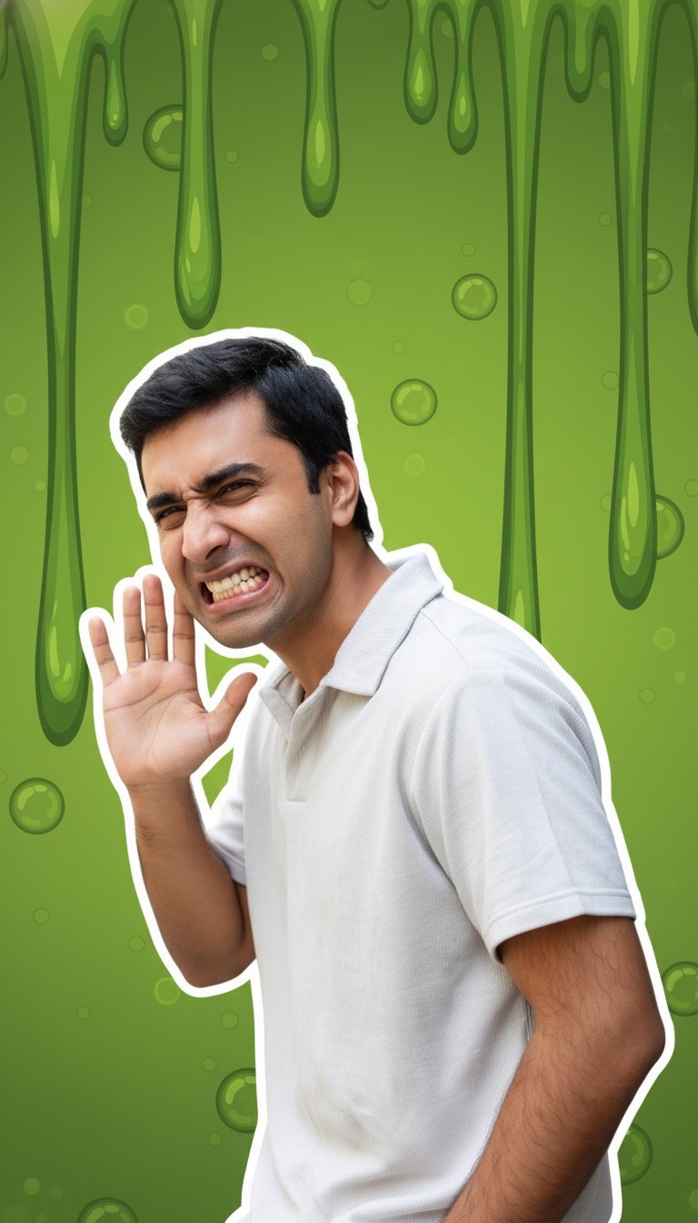 Disgusted Recoiling Green Slime Thumbnail - AI transformation template example