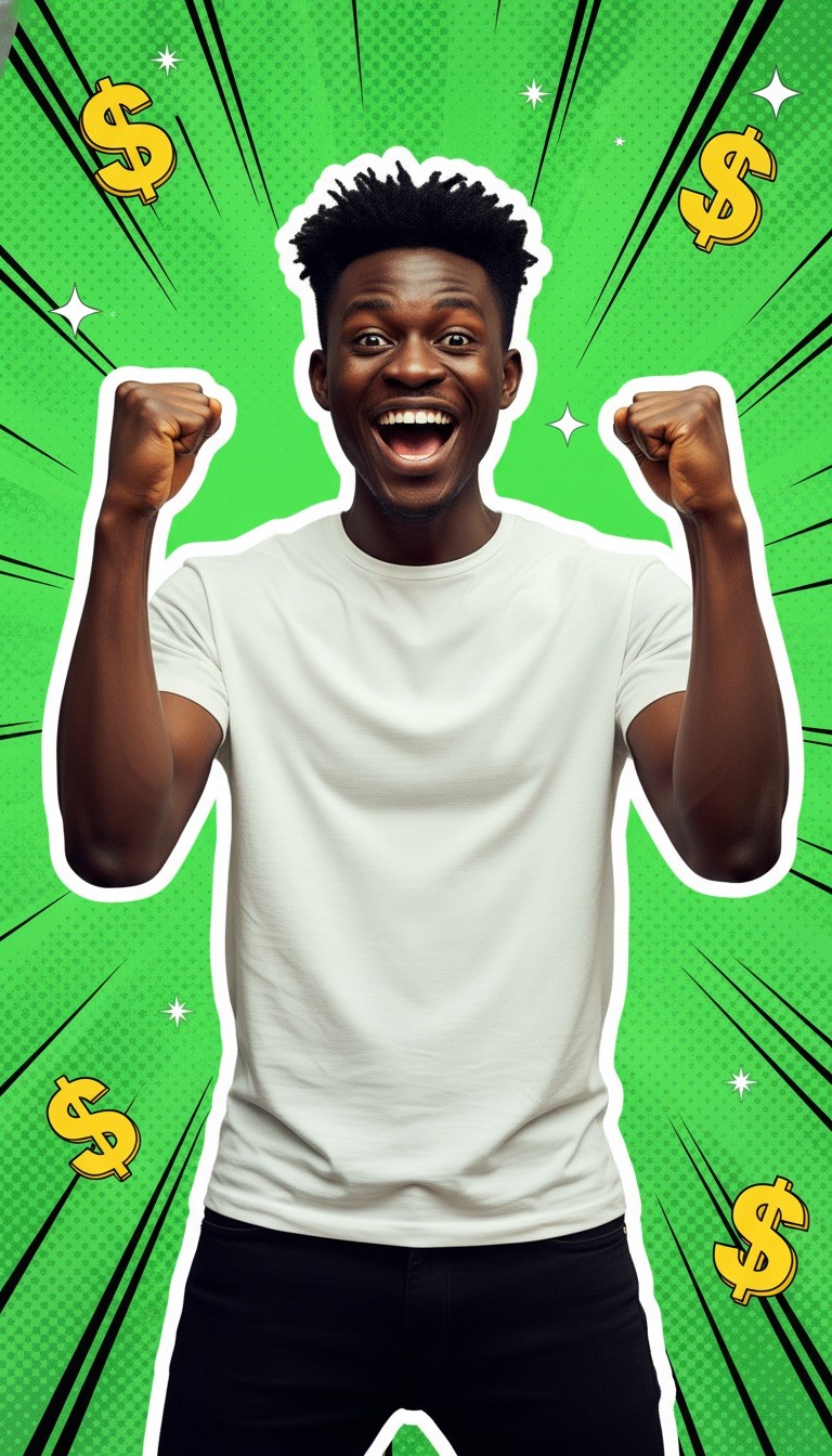 Ecstatic Cheering Celebration Thumbnail - AI transformation template example