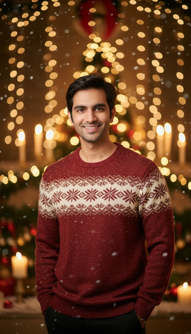 Elegant Holiday Portrait - AI transformation template example