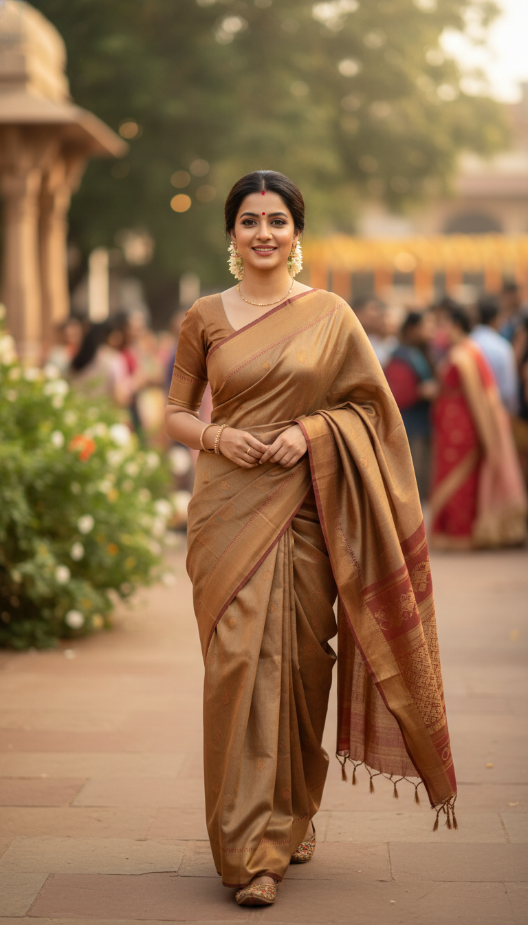 Eri Silk Saree at Cultural Gathering - AI transformation template example