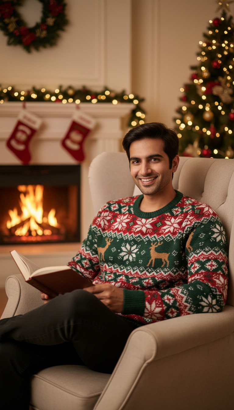 View Fireplace Reading Moment - AI transformation template example full size Fireplace Reading Moment - AI transformation template example