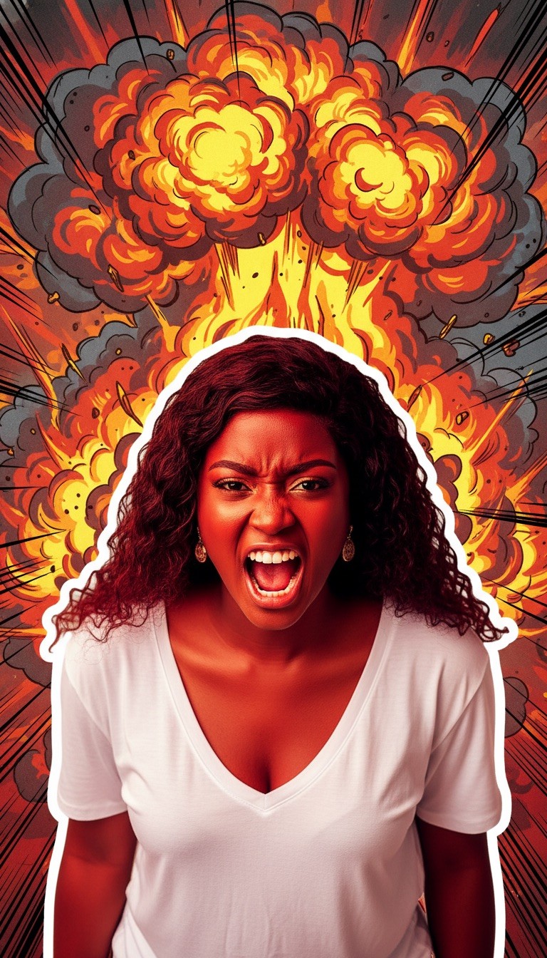 Furious Yelling Fire Explosion Thumbnail - AI transformation template example