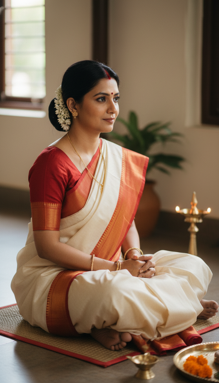 View Garad Saree Ritual Seated - AI transformation template example full size Garad Saree Ritual Seated - AI transformation template example
