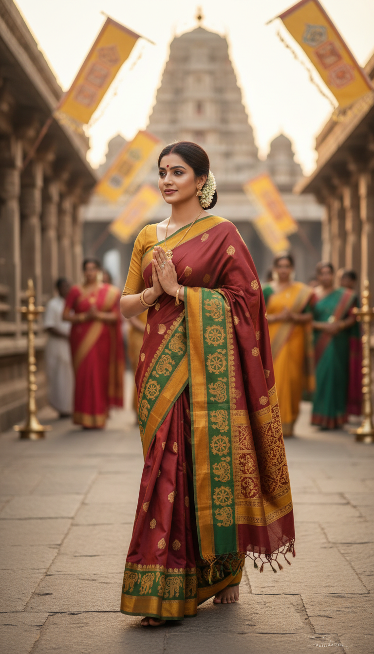 View Khandua Saree in Religious Procession - AI transformation template example full size Khandua Saree in Religious Procession - AI transformation template example
