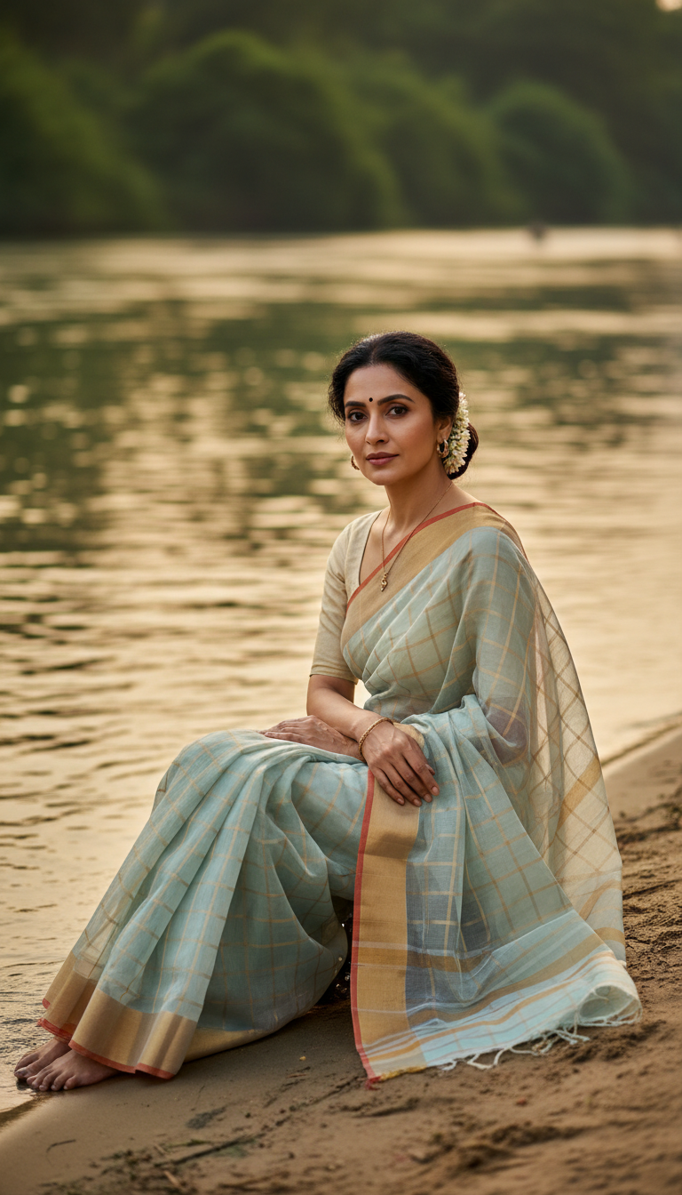 View Kota Doria Saree by Riverbank - AI transformation template example full size Kota Doria Saree by Riverbank - AI transformation template example
