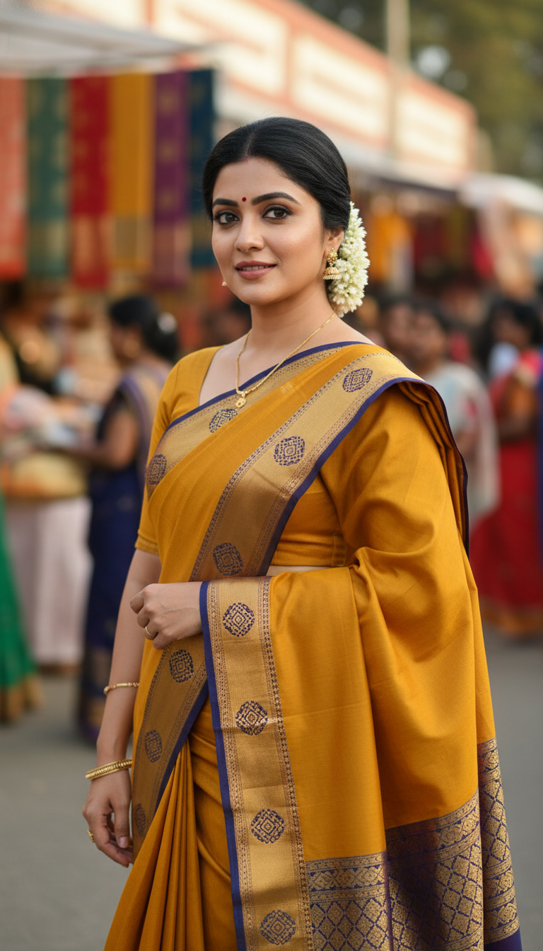 View Mangalagiri Saree at Rural Festival - AI transformation template example full size Mangalagiri Saree at Rural Festival - AI transformation template example