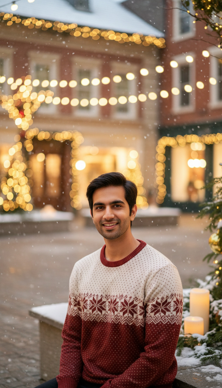 Morning Walk at Christmas - AI transformation template example