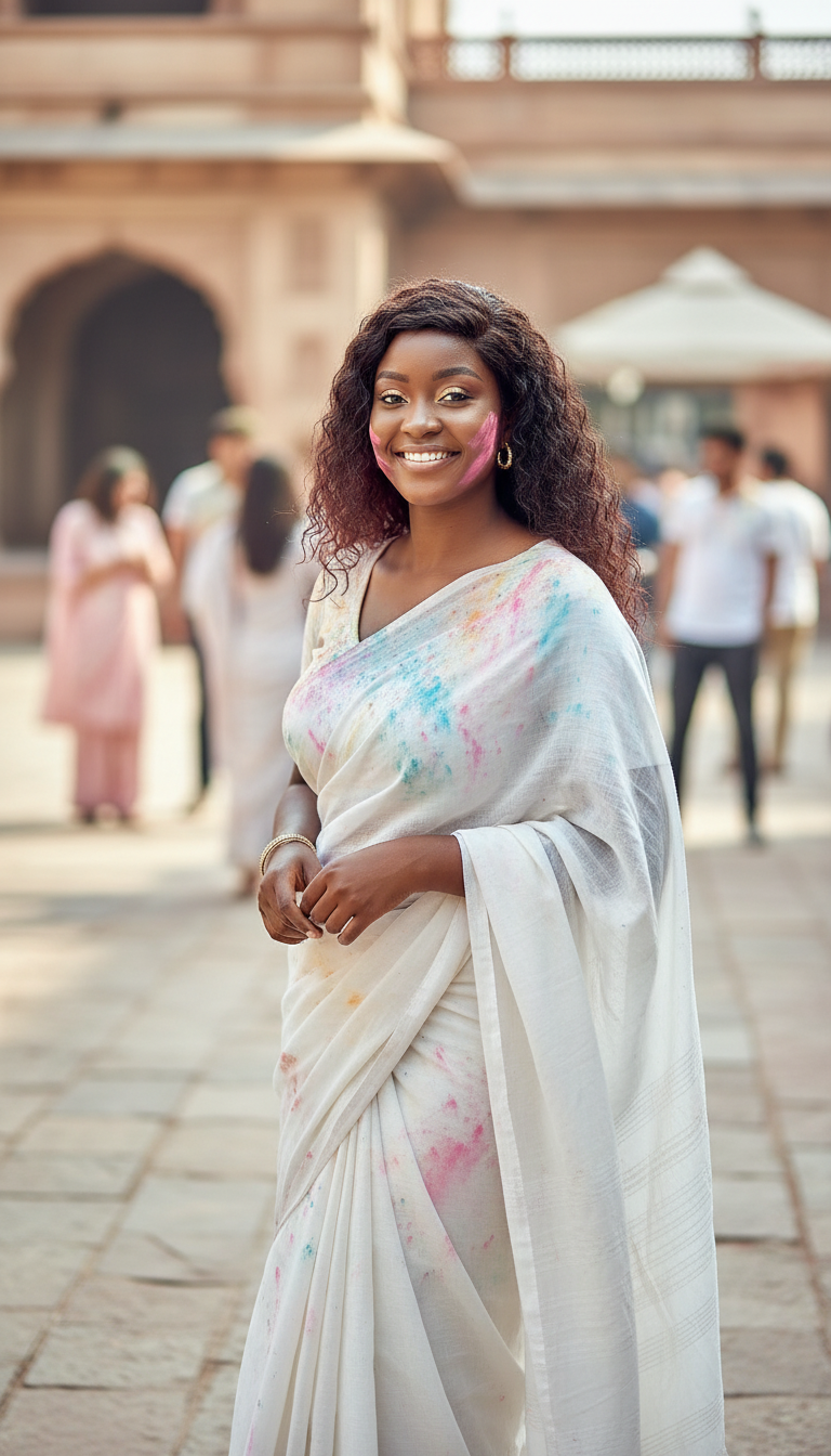 View Saree Color Grace - AI transformation template example full size Saree Color Grace - AI transformation template example