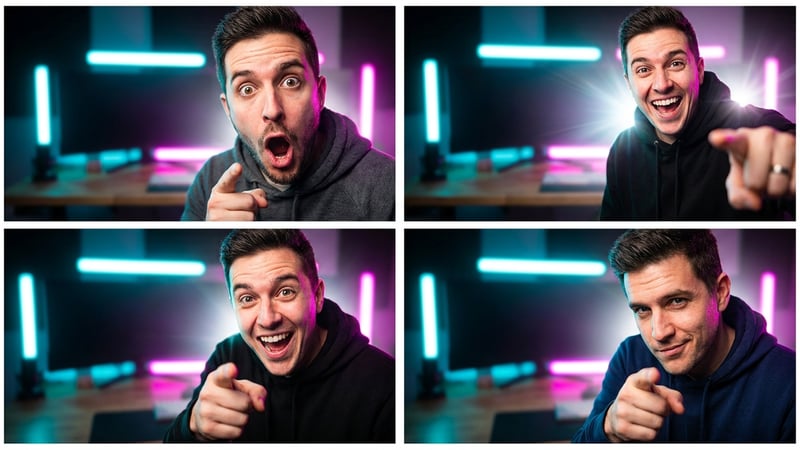 A set of scroll-stopping video thumbnails and social posts made in minutes